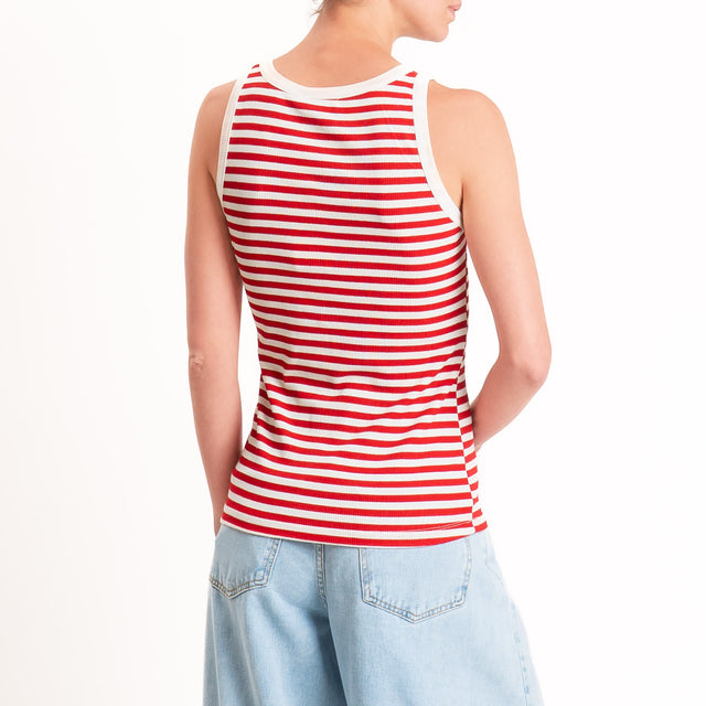 Motel-Top serafino a righe - panna/rosso