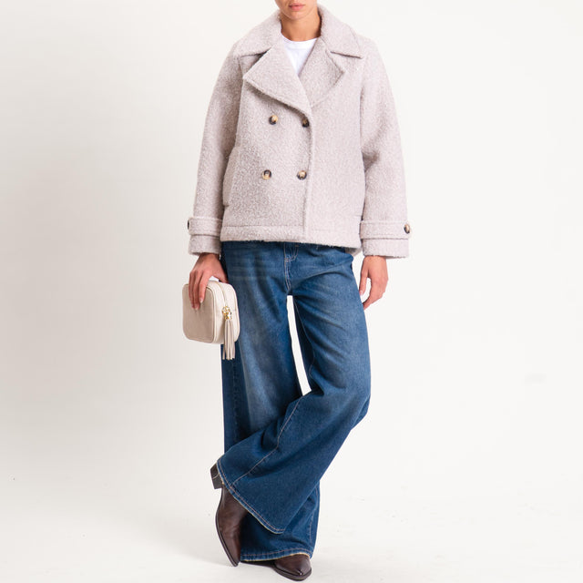 Motel-Giacca doppiopetto lana cotta neoprene - beige