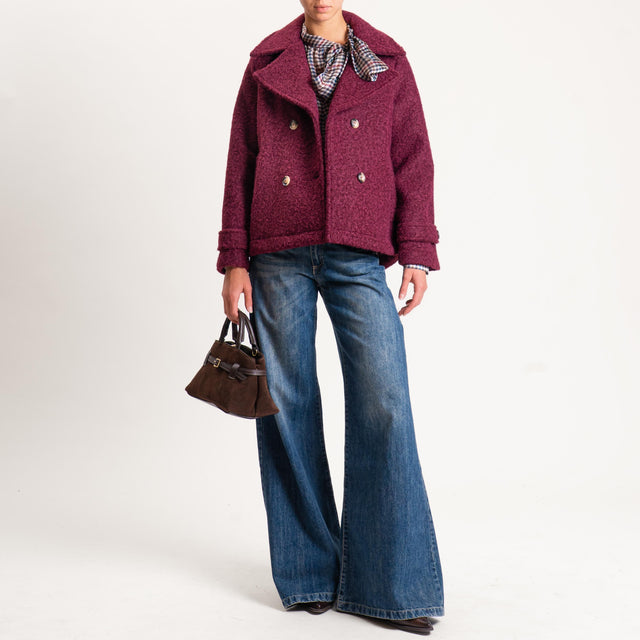 Motel-Giacca doppiopetto lana cotta neoprene - Bordeaux