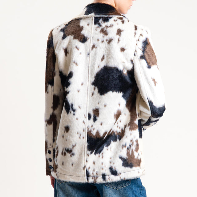 Motel- Giacca in cavallino cow print - latte/nero/moro