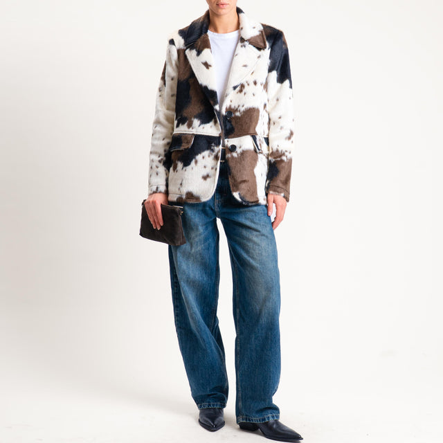 Motel- Giacca in cavallino cow print - latte/nero/moro