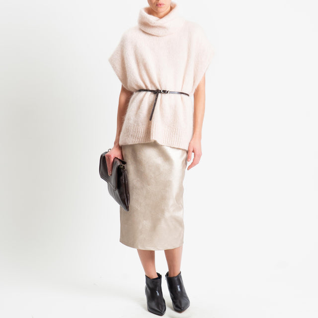 Motel-Gonna similpelle lamianta spacco dietro - oro light