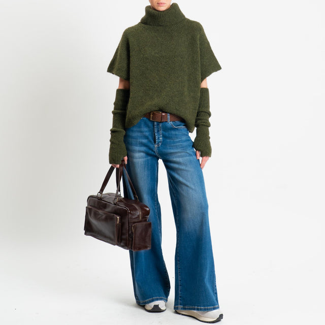 Motel-Maglia smanicata mohair con manicotti - verde bosco