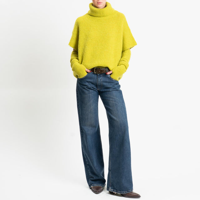 Motel-Maglia smanicata mohair con manicotti - lime