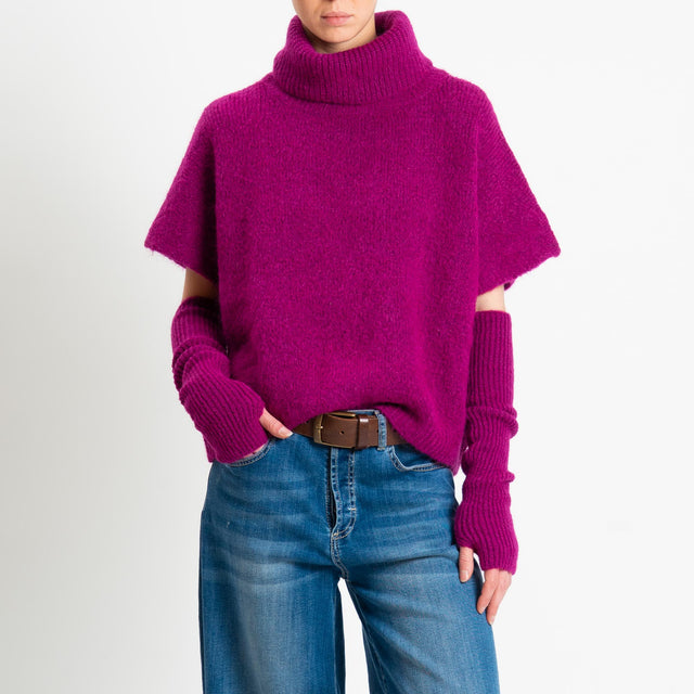 Motel-Maglia smanicata mohair con manicotti - malva