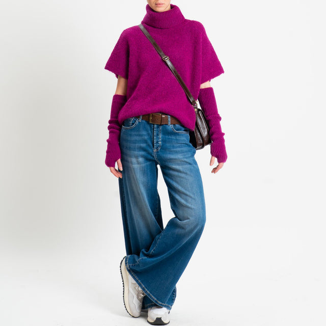 Motel-Maglia smanicata mohair con manicotti - malva