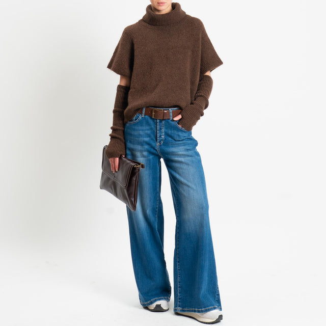 Motel-Maglia smanicata mohair con manicotti - moro