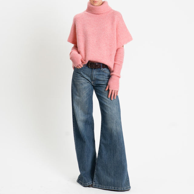 Motel-Maglia smanicata mohair con manicotti - rosa
