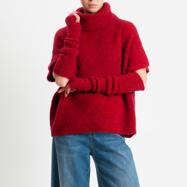 Motel-Maglia smanicata mohair con manicotti - rosso