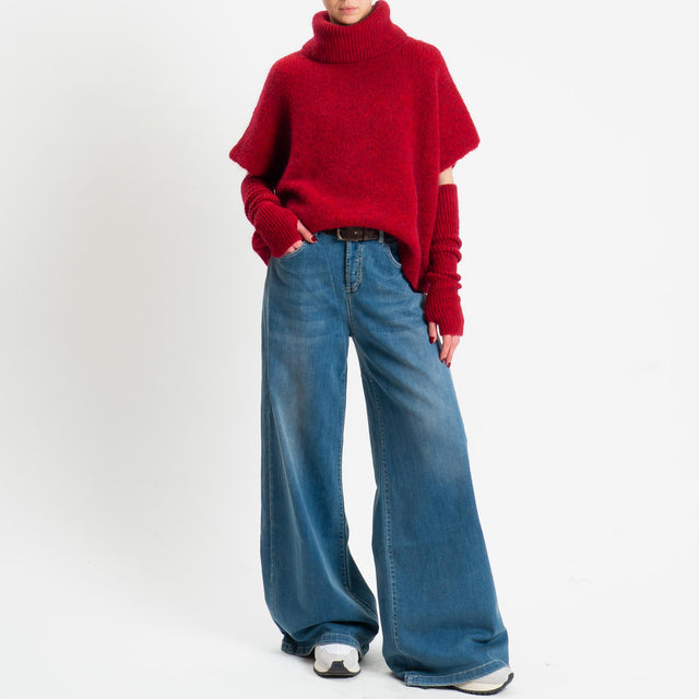 Motel-Maglia smanicata mohair con manicotti - rosso