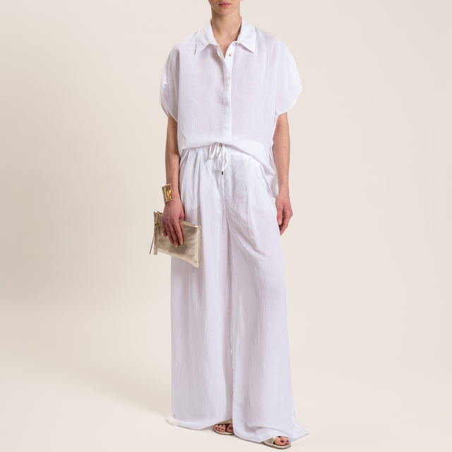 Motel-Completo camicia e pantalone misto lino - bianco