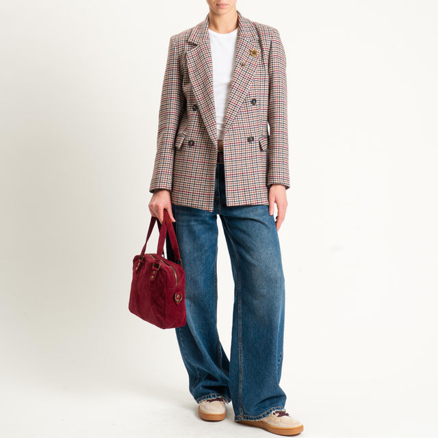 Motel-Giacca oversize pied de poule con spille - moro/sand/vino