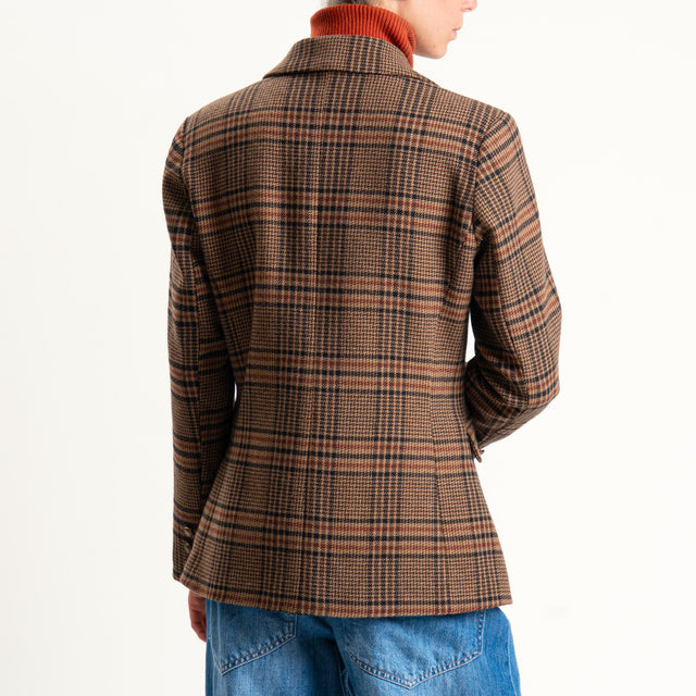 Motel-Giacca principe di galles misto lana - camel/nero/coccio