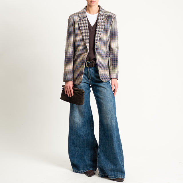 Motel-Giacca pied de poule con spille - blu/moro/sand