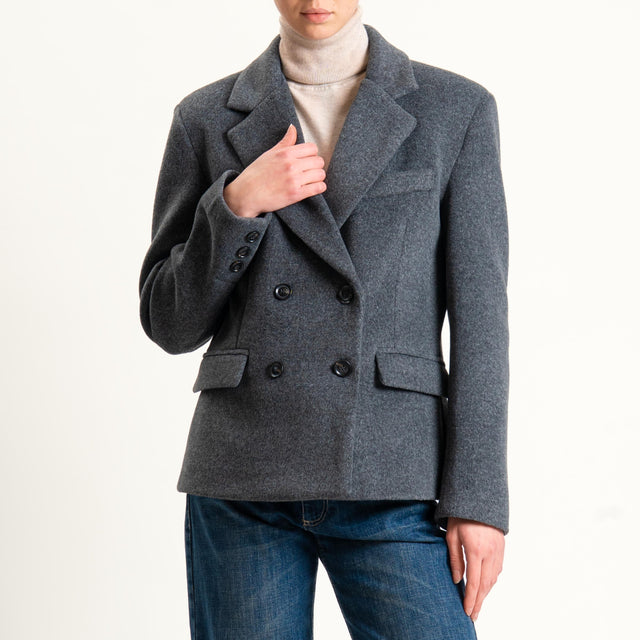 Motel-Giacca doppiopetto velour - grigio