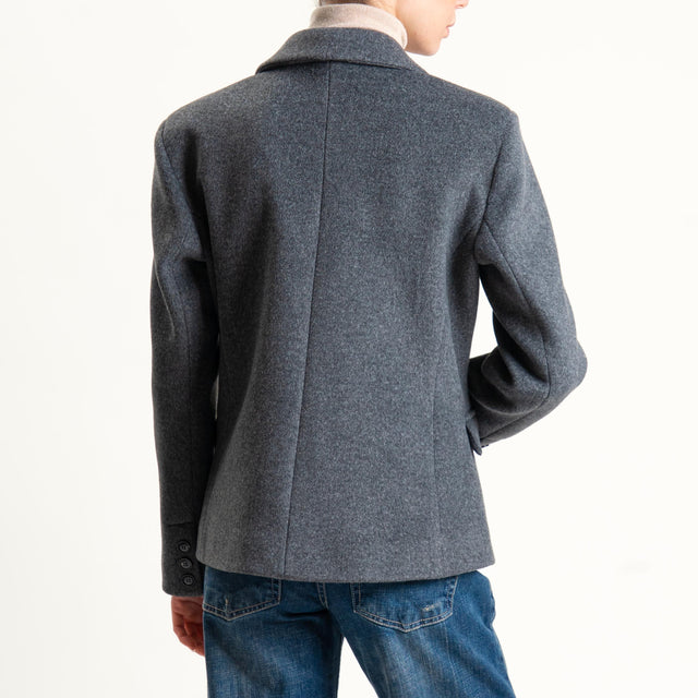 Motel-Giacca doppiopetto velour - grigio