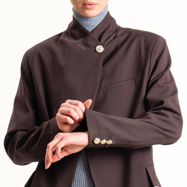 Motel-Giacca collo coreana spacco dietro - moro