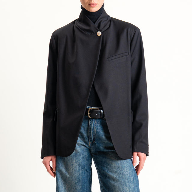 Motel-Giacca collo coreana spacco dietro - nero