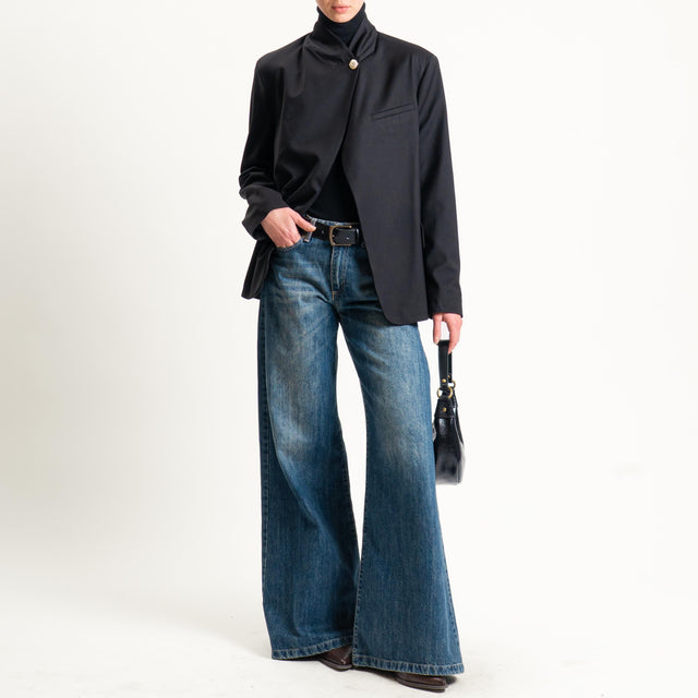 Motel-Giacca collo coreana spacco dietro - nero