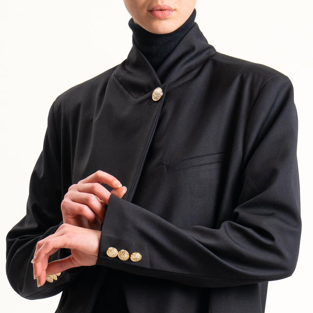 Motel-Giacca collo coreana spacco dietro - nero