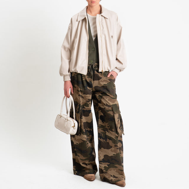 Motel-Bomber similpelle texture intrecciata - panna