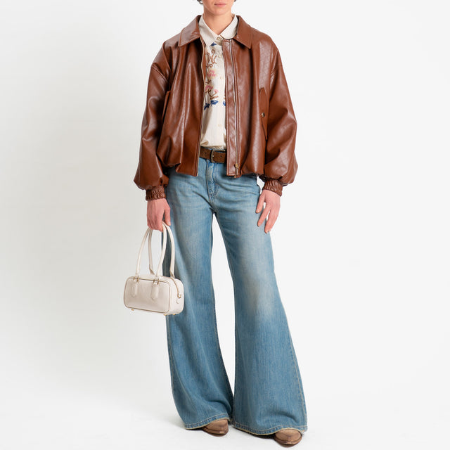 Motel-Bomber similpelle texture intrecciata - tabacco