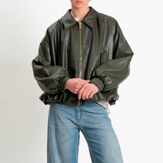 Motel-Bomber similpelle texture intrecciata - militare