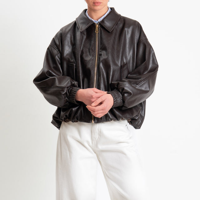 Motel-Bomber similpelle texture intrecciata - moro