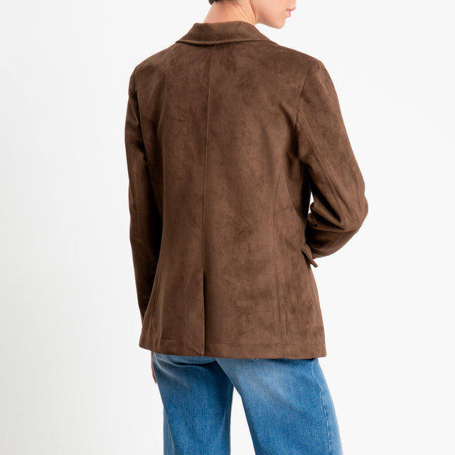 Motel-Giacca effetto suede un bottone - moro