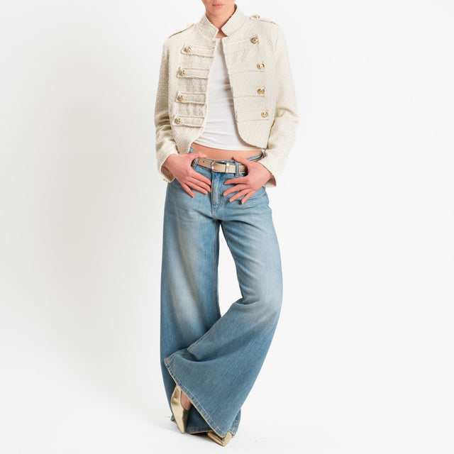 Motel-Giacca bouclé napoleon - panna