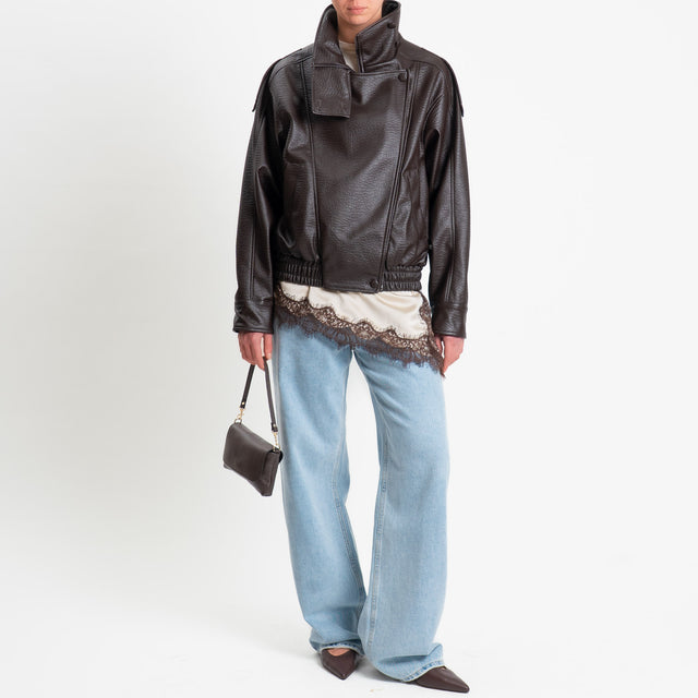 Motel-Bomber similpelle chiusura asimmetrica - moro