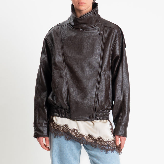 Motel-Bomber similpelle chiusura asimmetrica - moro