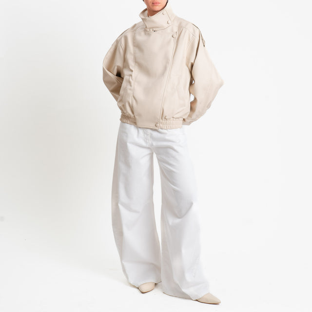 Motel-Bomber similpelle chiusura asimmetrica - panna