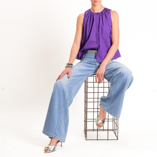 Motel-Camicia popline smanicata - viola