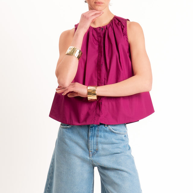 Motel-Camicia popeline smanicata - magenta