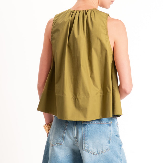 Motel-Camicia popeline smanicata - olio