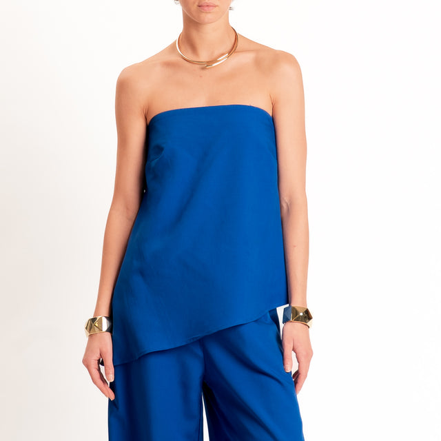 Motel-Completo top a fascia+pantalone misto lino - royal