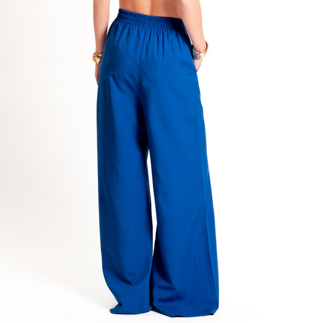 Motel-Completo top a fascia+pantalone misto lino - royal
