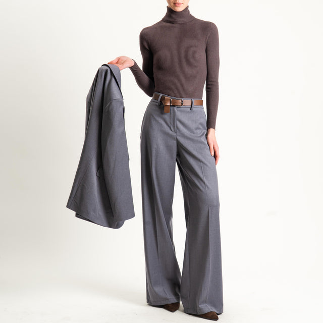 Motel-Pantalone elastico dietro con cintura - antracite