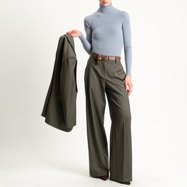 Motel-Pantalone elastico dietro con cintura - militare