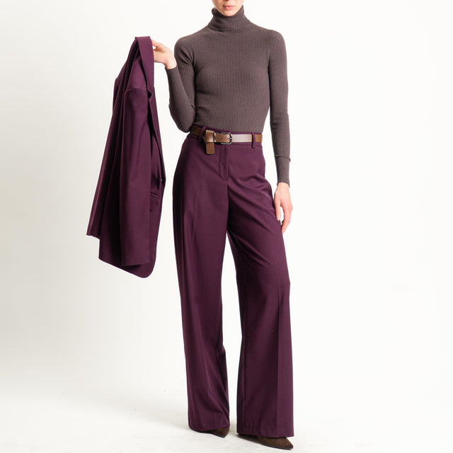 Motel-Pantalone elastico dietro con cintura - Bordeaux