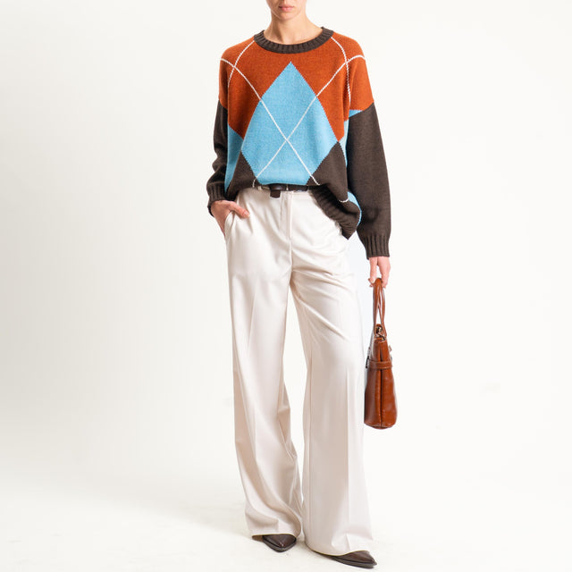 Motel-Pantalone elastico dietro con cintura - burro