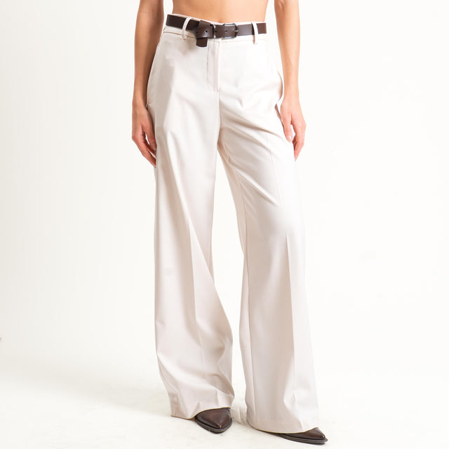 Motel-Pantalone elastico dietro con cintura - burro