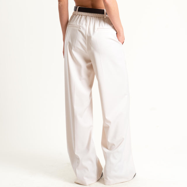 Motel-Pantalone elastico dietro con cintura - burro