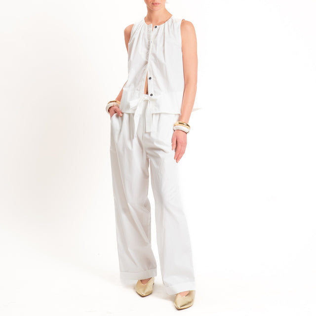 Motel-Pantalone popeline con coulisse - bianco