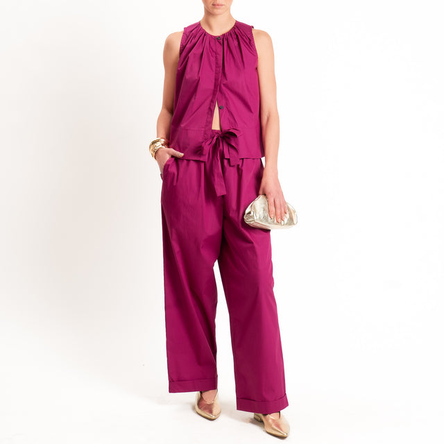 Motel-Pantalone popeline con coulisse - magenta