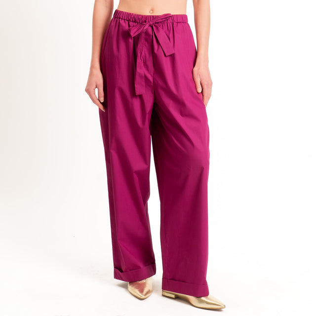 Motel-Pantalone popeline con coulisse - magenta