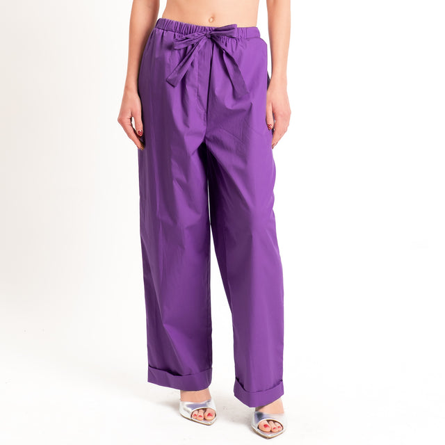Motel-Pantalone popeline con coulisse - viola