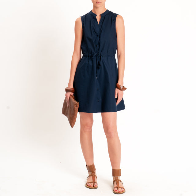 Motel-Chemisier smanicato con coulisse - blu
