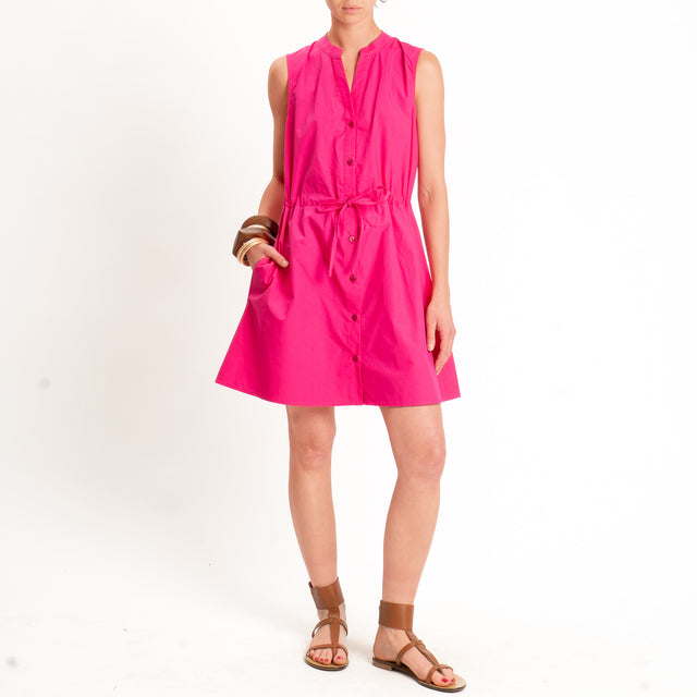 Motel-Chemisier smanicato con coulisse - fucsia